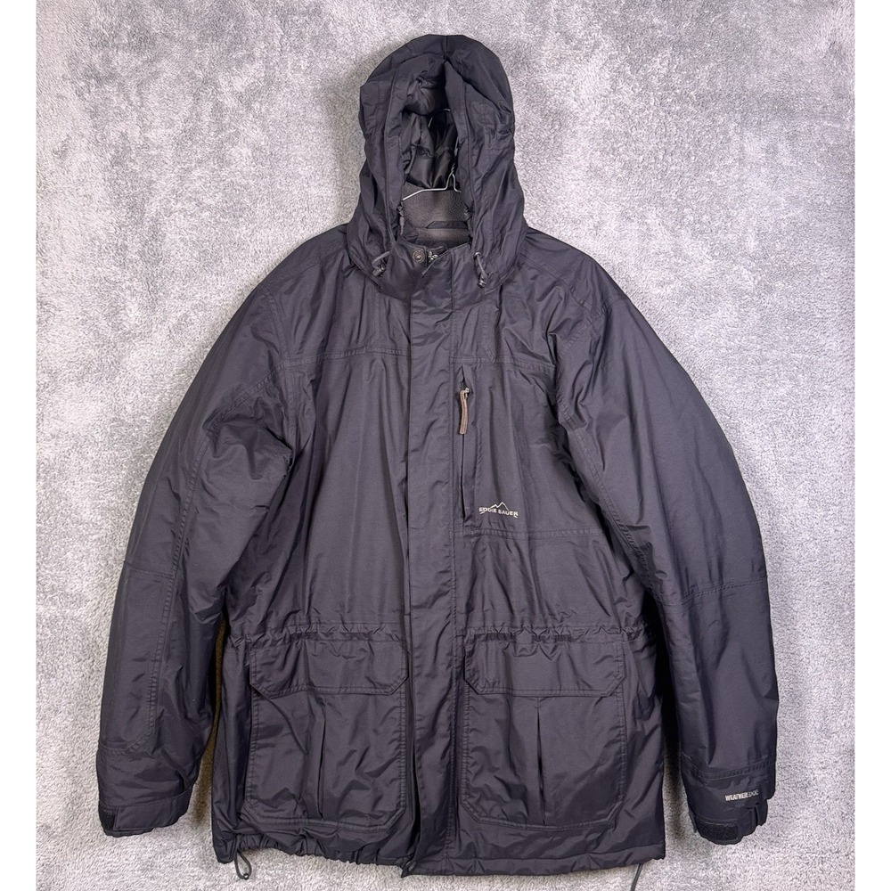 Eddie Bauer WeatherEdge Jacket Mens XLT Insulated Rain Parka Full Zip Hood Cargo